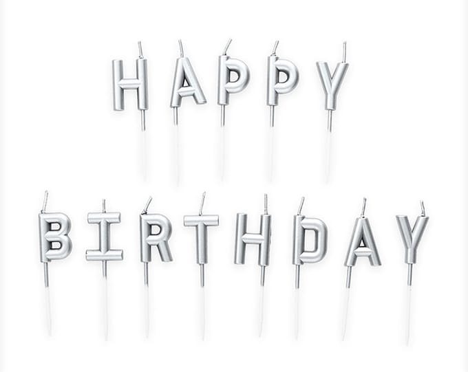 Wefiesta - Candle set 'Happy Birthday Zilver