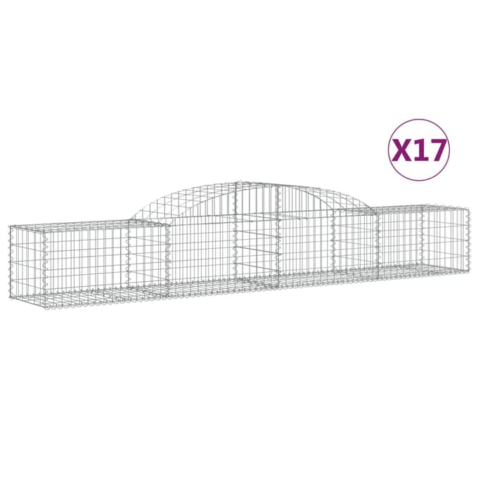 vidaXL - Schanskorven - 17 - st - gewelfd - 300x50x40/60 - cm - gegalvaniseerd - ijzer