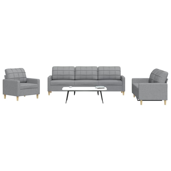 vidaXL - 3-delige - Loungeset - stof - lichtgrijs