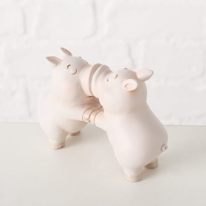 Liefde - Biggetjes - Beeld - Beige - 11.7x4x8.3cm - Polyresin - Decoratie