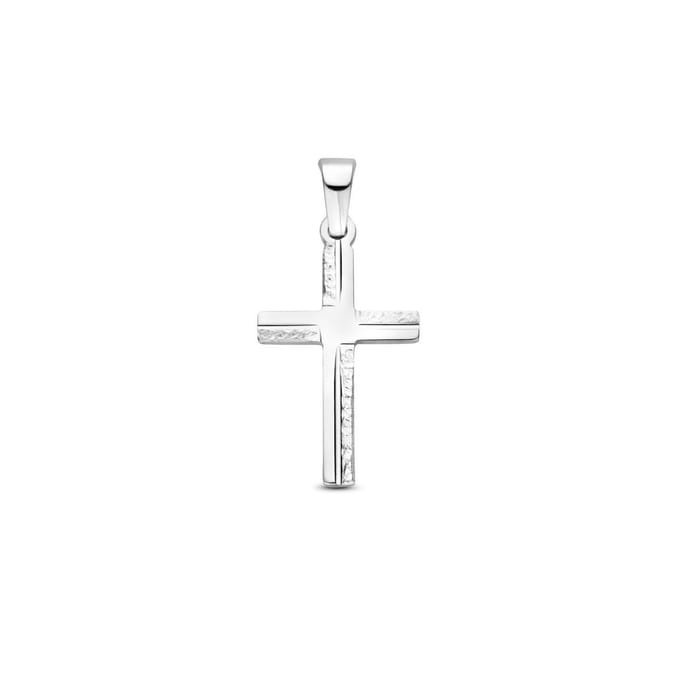 zilver gerhodineerd hanger kruis gediamanteerd 20 mm 1340465