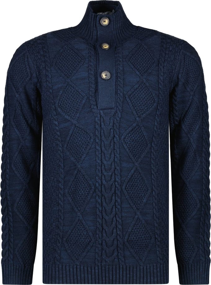 Cars Jeans CRAYS Knit Botton Navy Heren Trui - Maat L