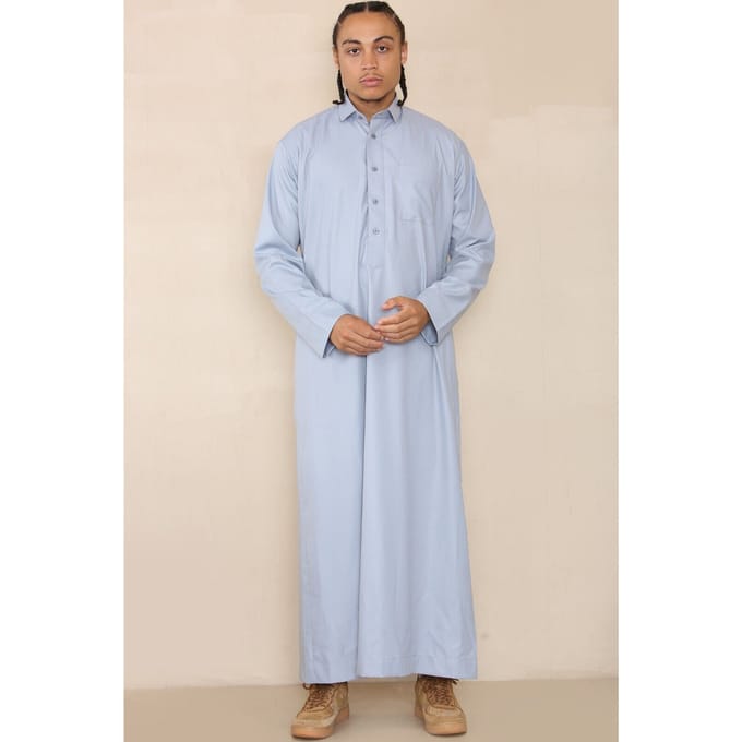 Mens Blue Thobe Jubba Saudi Ramadan Eid Islamitische Kaftan Kaudara Arabische Jubbah