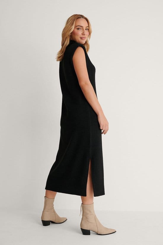 NA-KD  - Maat M - Padded High Neck Midi Dames Jurk