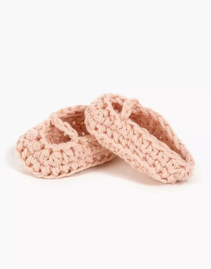 Minikane Poppenschoenen Gehaakte Balletslofjes Zalmroze 34 cm