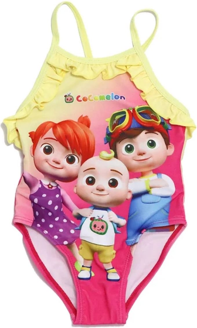 Cocomelon Badpak - Maat 74 - geel met roze - Coco Melon zwempak