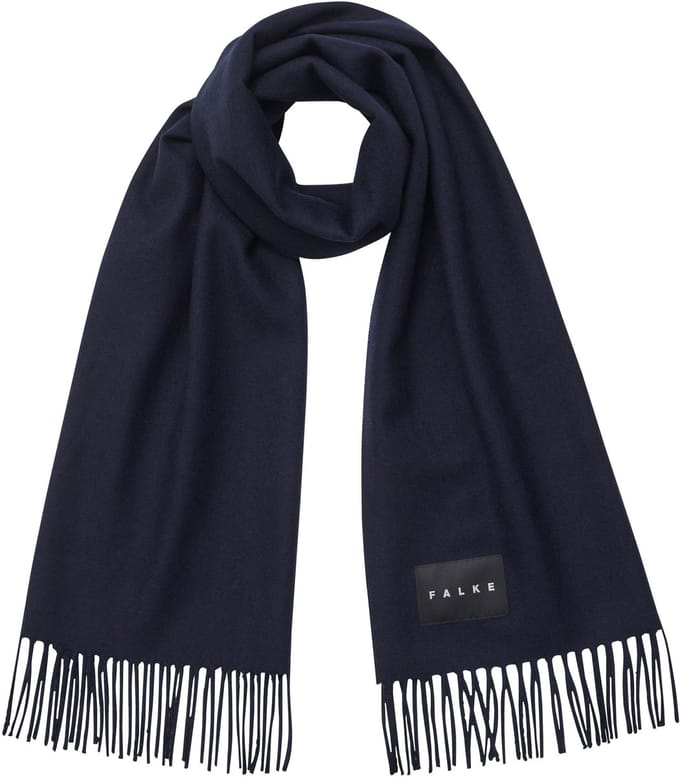 FALKE Basic Stola With Fringes sneldrogend warm wol wintersjaal unisex blauw - maat ONESIZE