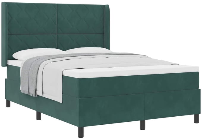 vidaXL - Boxspring - bed - met - hoofdeinde - Donkergroen - 140 - x - 190 - cm - Fluweel