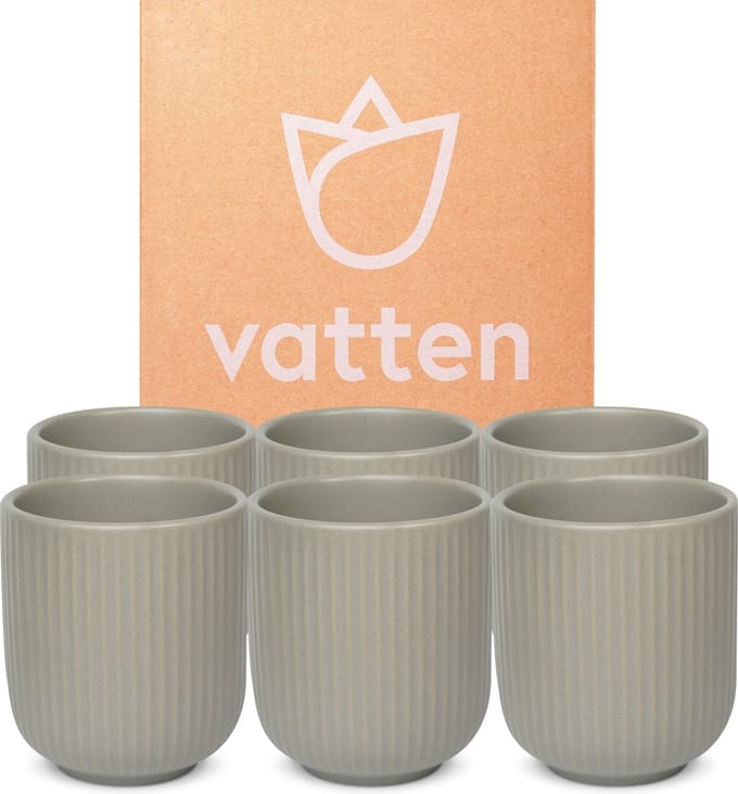 Vatten® - Koffiekopjes - Set van 6 - Grijs - 180ml - Koffiemok