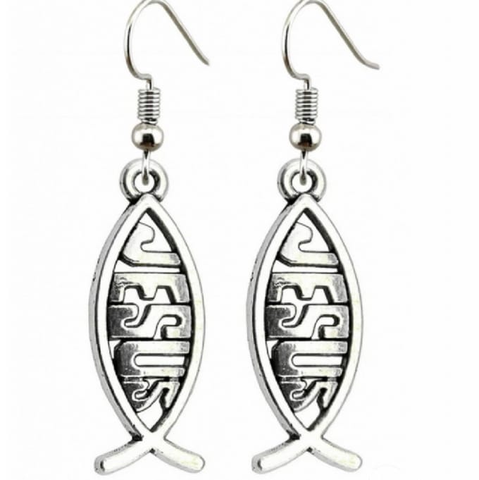 zilver Jesus oorbellen- Lang- Metaal - Charme Bijoux