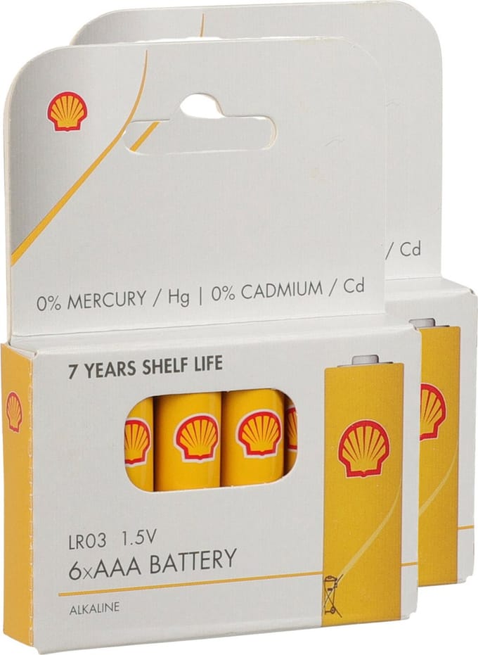 Shell Batterijen - AAA type - 12x stuks - Alkaline - Long life