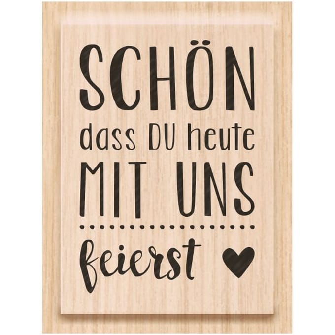 Houten stempel "Aardig van je om het vandaag met ons te vieren"