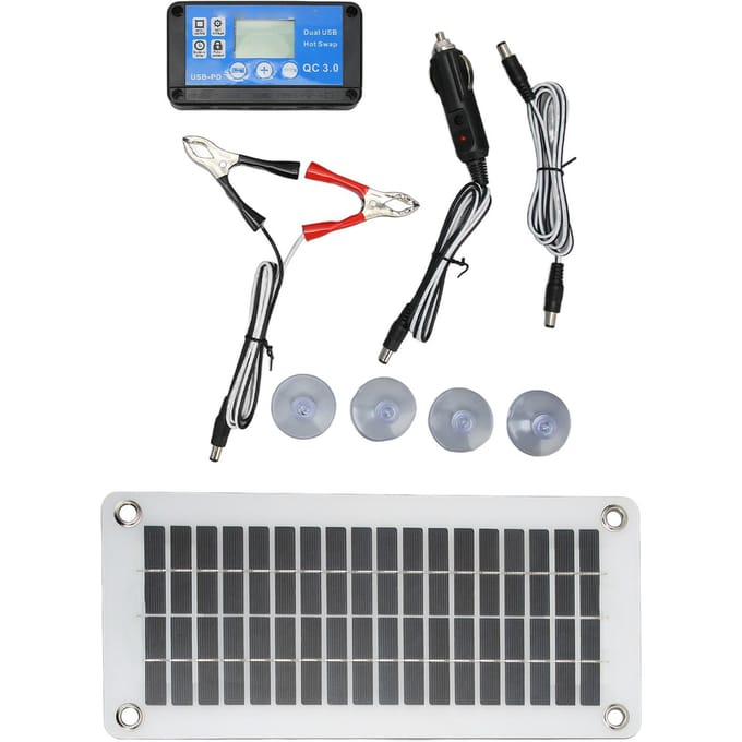 12V 30W Zonnepanelen Kit Draagbare Zonnepaneelmodule met Controller Vaste Zuignap voor gray