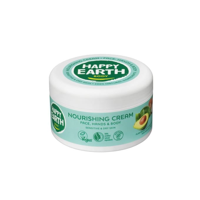 Happy Earth Voedende Lichaamscrème - 100% Natuurlijk - Voor de Droge & Gevoelige Huid - 200 ml