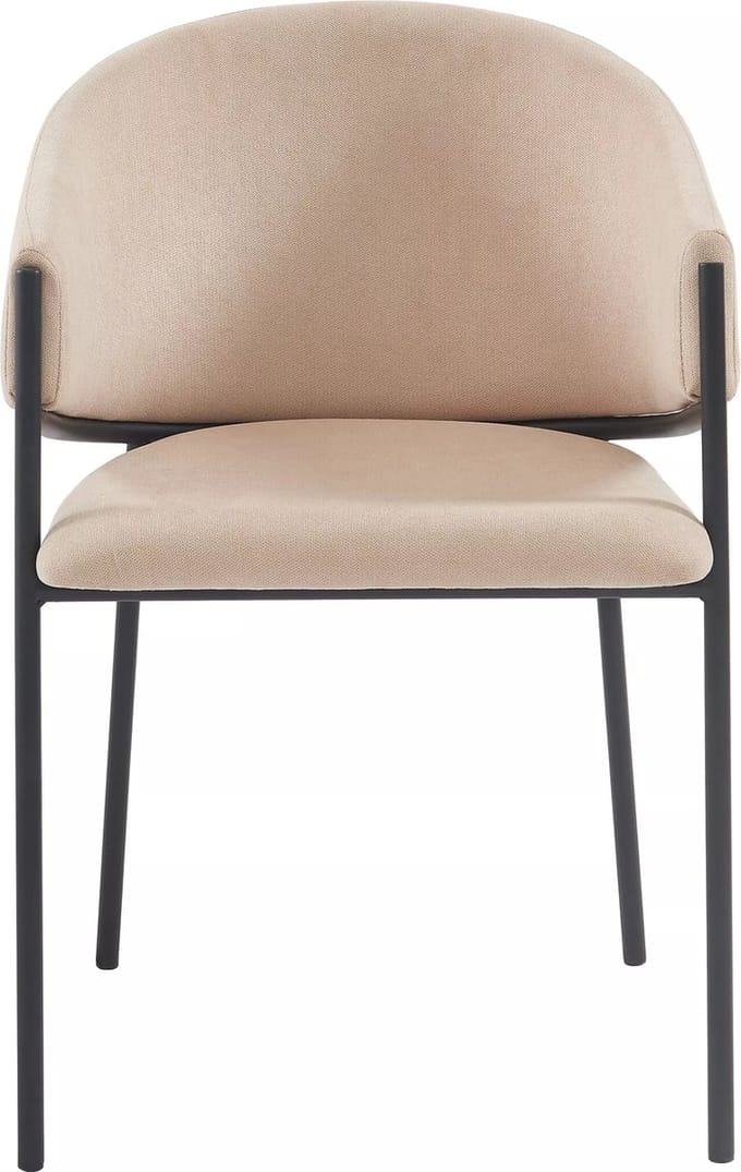 Vente-unique Set van 2 stoelen met stoffen en metalen armleuningen - Beige - ORDIDA