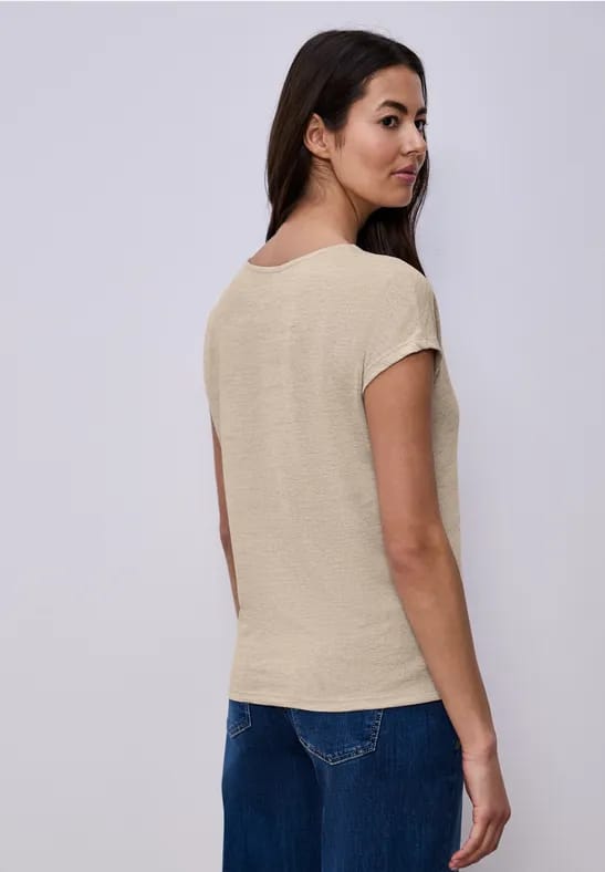 Shirt met overhangende schouders in linnenlook