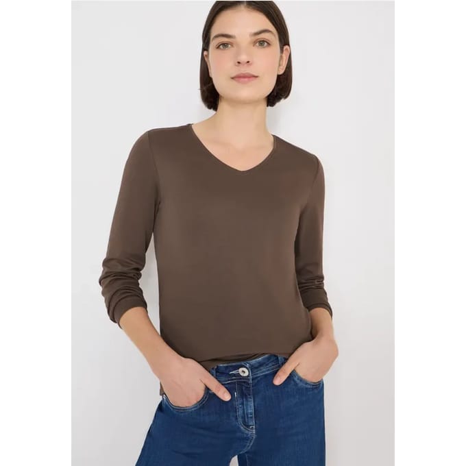 Shirt met lange mouwen en V-hals