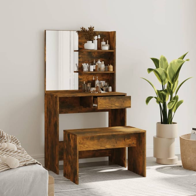 vidaXL - Kaptafelset - 74,5x40x141 - cm - gerookt - eiken