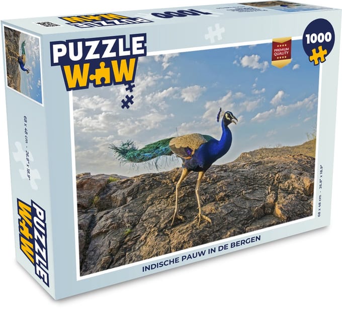 Puzzel Pauw - Berg - Blauw - Legpuzzel - Puzzel 1000 stukjes volwassenen