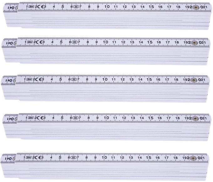 Meetlint Set - Meetlatten - Nauwkeurig Meten - Extra Onbreekbaar - 5 Stuks 2 Meter - Wit