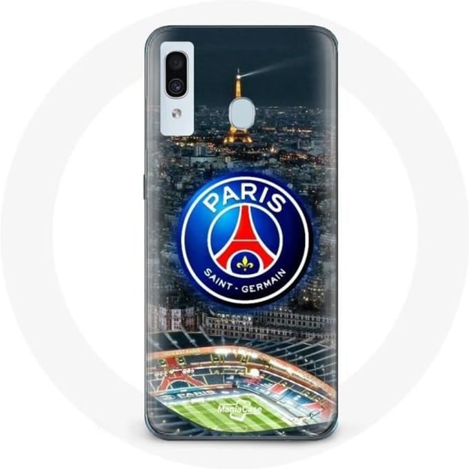Coque - Maniacase - Samsung Galaxy A30 - Noir - Souple - PSG Logo Tour Eiffel noir