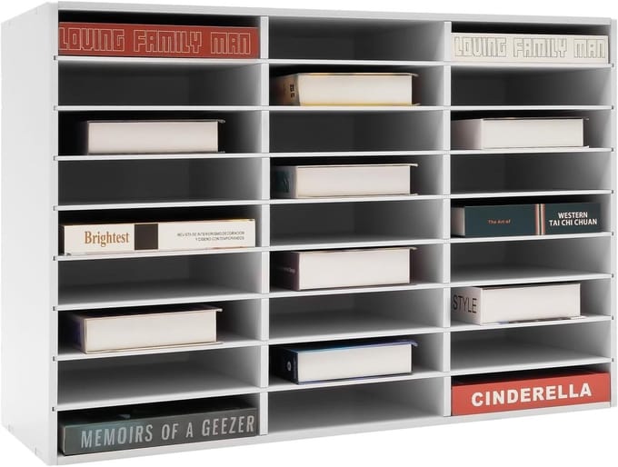 Bureau Organizer - Documentenhouder Archief - Papier Opslag - 27 Vakken Stapelbaar - 80 x 30 x 55 cm - Wit