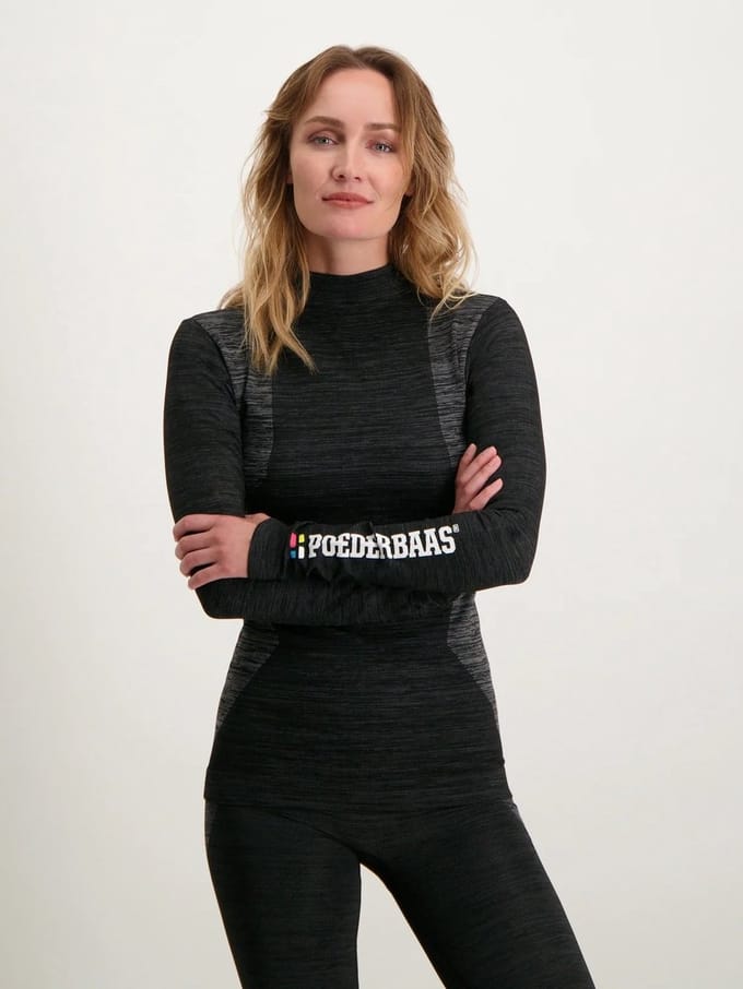 Poederbaas Thermoshirt Longsleeve Technical - Dames - Zwart - Maat XXL