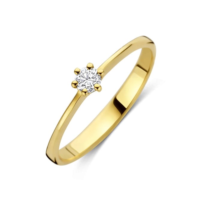 14K Geelgouden Ring met Lab Grown Diamant 0.10 ct 4035497 – G VS