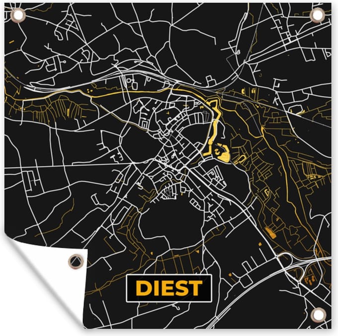 Tuindoek Diest - Kaart - Plattegrond - Goud - Stadskaart - 100x100 cm