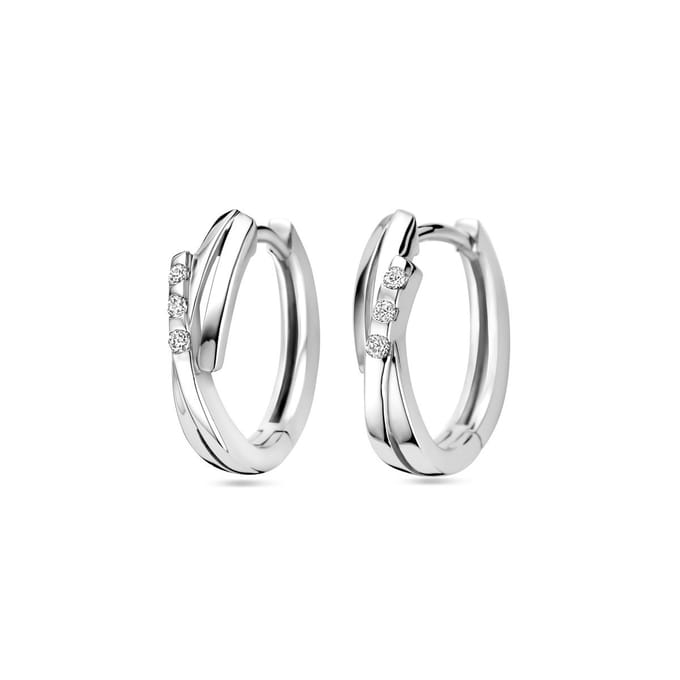 Zilver Gerhodineerd Klapoorringen Zirkonia 1339096