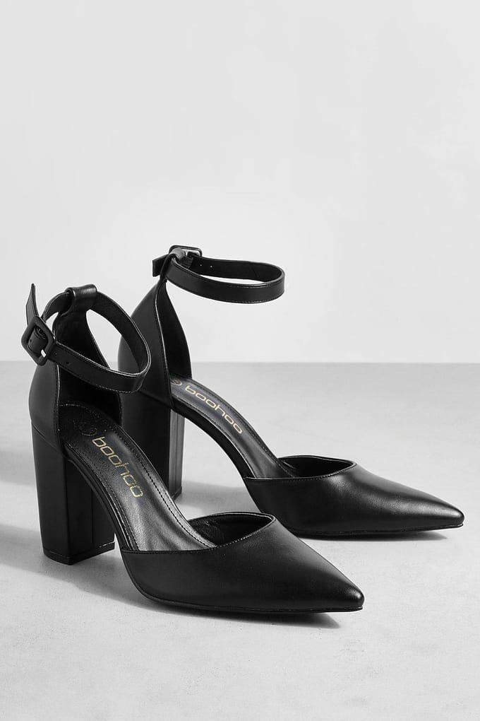 boohoo Dames 2 Part Pointed Heels | Black | Maat: 8