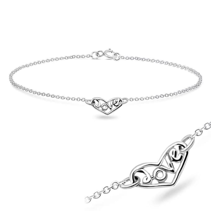 Joy|S - Zilveren hartje armband - 18 cm - love