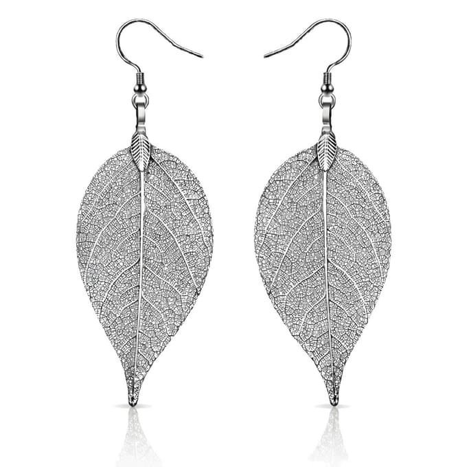 Dames oorhangers Blad oorbellen Leaf Grijs