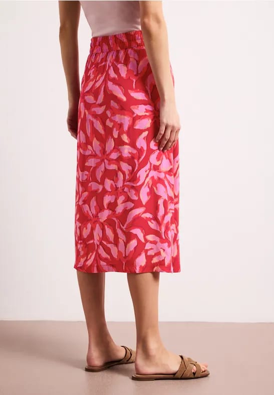 Midi-rok met elastische tailleband en print