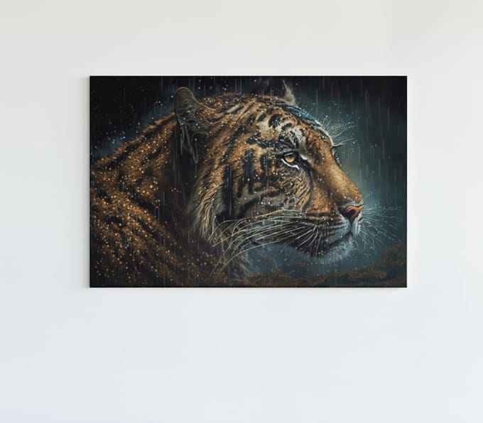 Canvas Schilderij - Luipaard - Wilde Dieren - Wall Art - 90x60x2 cm