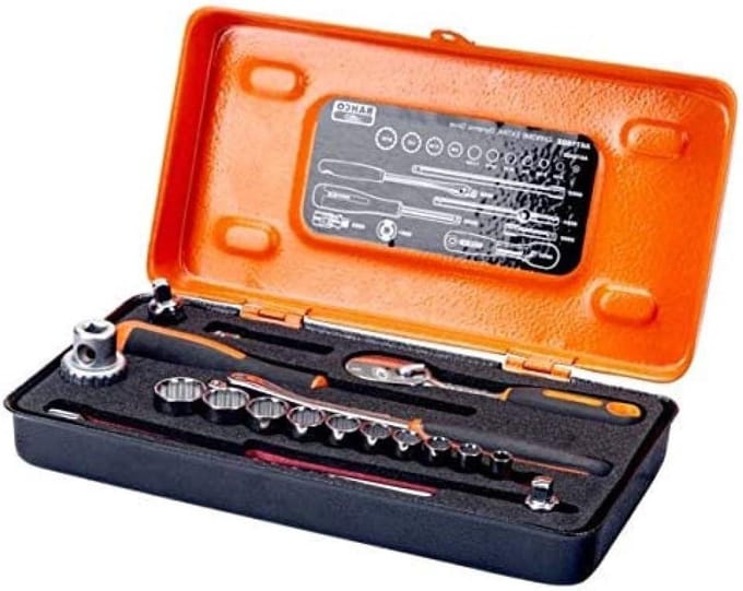Dopsleutelset - Gereedschapset - Klusjes Binnen - 18 Delig - 1/4 Inch - Multicolor