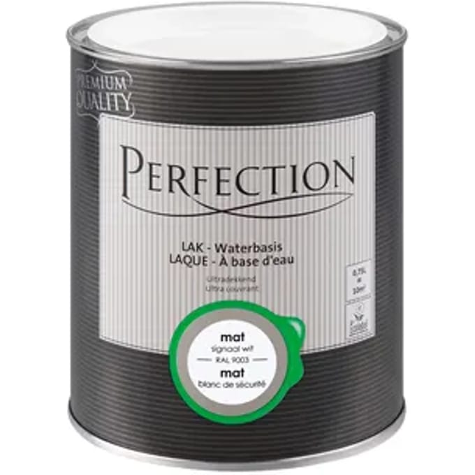 Perfection Houtlak Lak - Mat - Signaal Wit Ral 9003 - 750ml