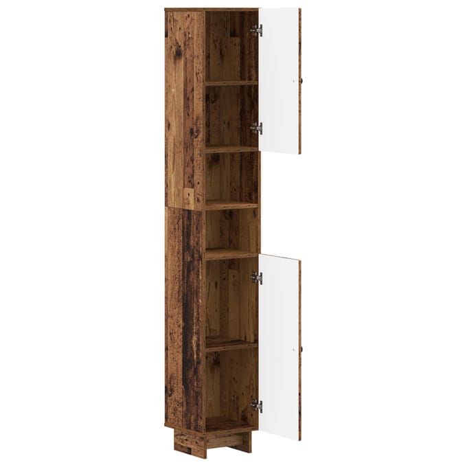 vidaXL - Badkamerkast - met - Open - Plank - EDE - Oud - hout - 30 - x - 31 - x - 190 - cm