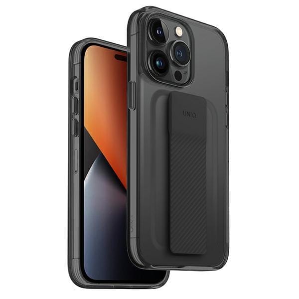 UNIQ Heldro Mount Serie - iPhone 14 Pro Hoesje - Grijs - Transparante Bescherming - Antislip