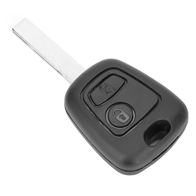 2-knops autosleutelbehuizing met groef voor Peugeot 107 207 307 407 gray