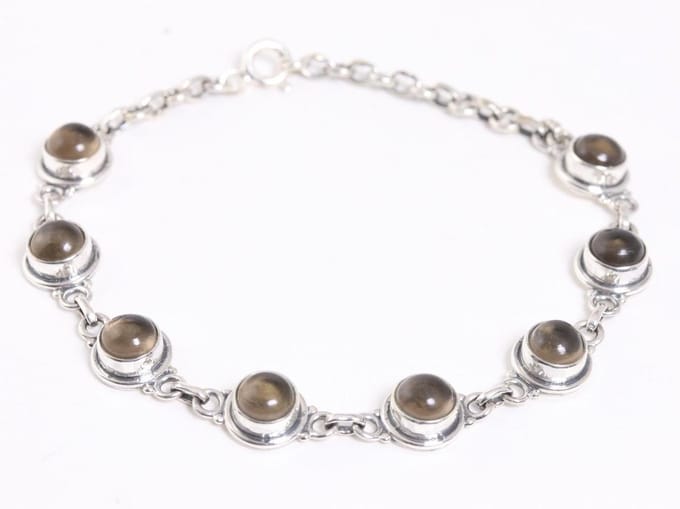 Fijne zilveren armband met rookkwarts