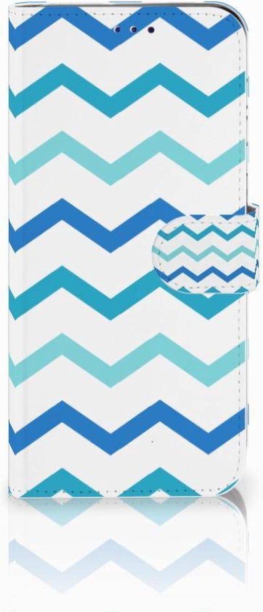 Book Case voor Samsung Galaxy A50 Telefoon Hoesje Zigzag Blauw