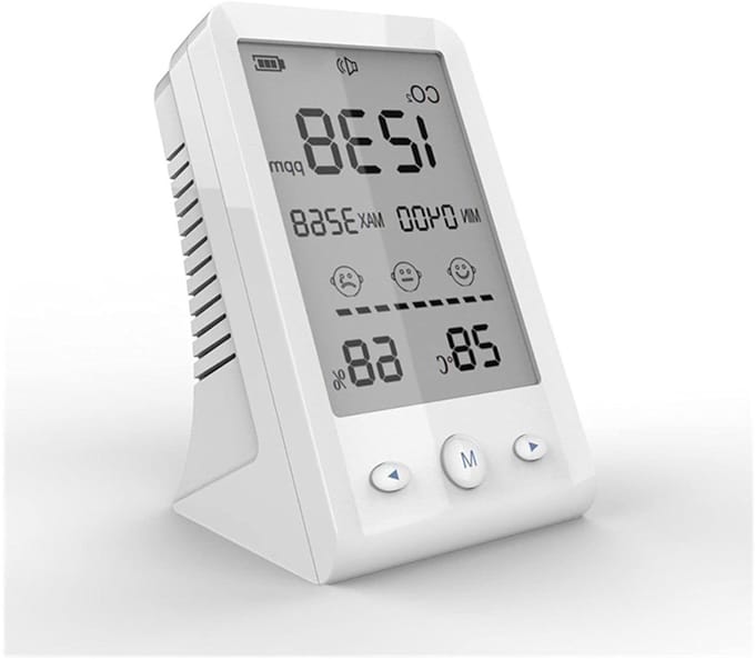 Luchtkwaliteitsmonitor - CO2 meter - Binnenklimaat meten - Hoge resolutie - 400-5000 PPM - Zwart