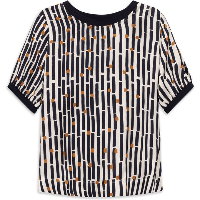 Bugatti Damen Blouse met korte mouwen en grafische print van 100% viscose