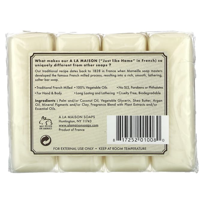 Hand- & Lichaamszeep, Havermelk, 4 Stuks, 100G (3,5 oz) Elk beige