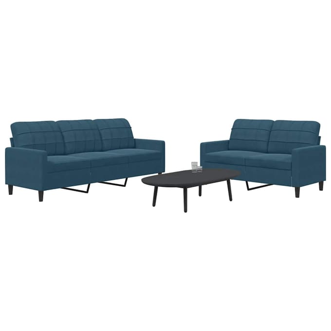 vidaXL - 2-delige - Loungeset - met - kussens - fluweel - blauw