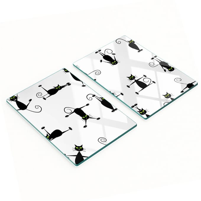 Multifunctionele decoratieve keukenplanken van gehard glas met kattenmotief, 2x40x52 cm