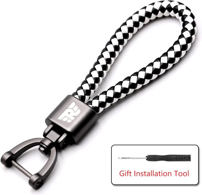 Luxe leren sleutelhanger - Voor auto - autosleutel - Leer - Mannen - Vrouwen - Zwart/wit