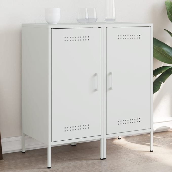 vidaXL - Dressoirs - 2 - st - 36x39x79 - cm - staal - wit