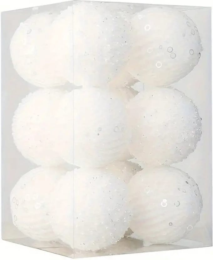 Nivard Kerstballen - Kerstversiering - Plastic - Kerstballenset - Wit - 12 stuks